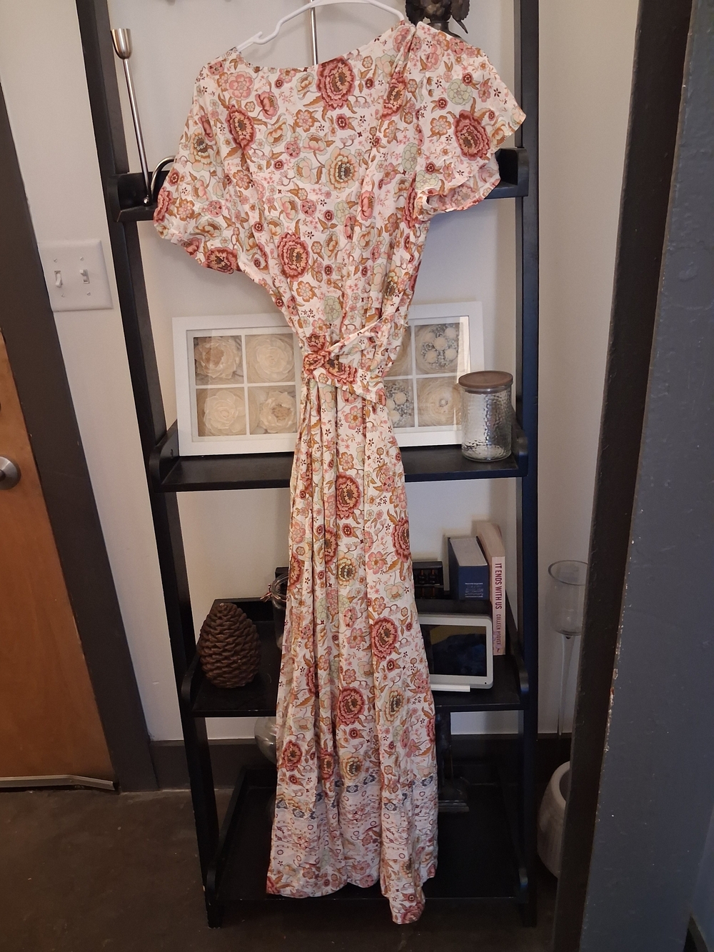 PrettyGarden Floral Maxi Dress in Cream and Pink - Picture 3 of 5